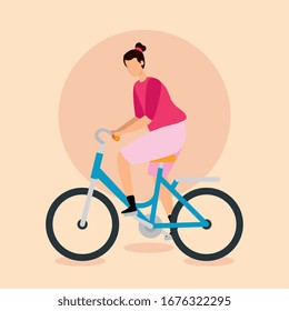 beautiful woman in bike avatar character vector illustration design