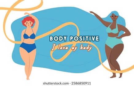 Beautiful woman bikini posing. Body positive and love your body. I love my body