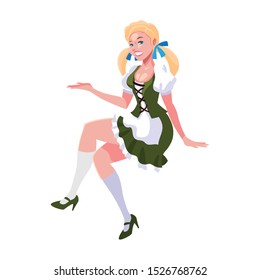 beautiful woman blonde with german traditional dress vector illustration design