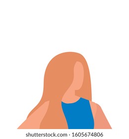 beautiful woman with blonde hair character icon vector illustration design