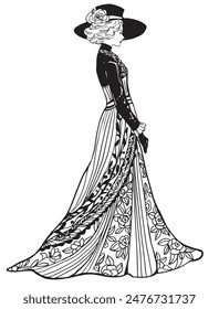 Beautiful Woman Bride Drawing Contour Line