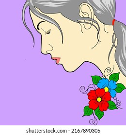 Beautiful Woman With Bright Colored Flowers On Her Neck.

Beautiful colorful beautiful woman and flower illustration picture