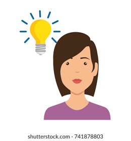 beautiful woman with bulb avatar character