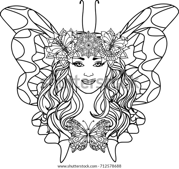 Download Beautiful Woman Butterfly On Mandala Background Stock ...