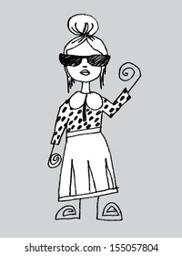 Beautiful woman cartoon in Jaidee Family Style