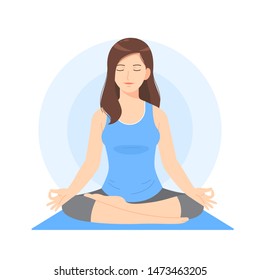 Beautiful woman cartoon meditate or do yoga pose use for vector illustration