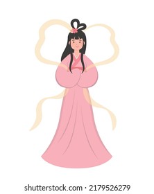 Beautiful woman in Chinese dress, Fairy for Mid-Autumn Festival or Qixi Festival, legends, traditional Asian festivals