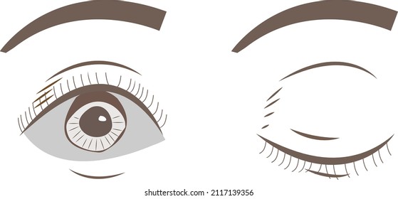 beautiful woman with closed eyes plucking eyebrows in evening salon. Women with long healthy hair and closed eyes, opening eyes during working procedure. Eyelash and eyebrows care concept. 