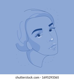 Beautiful woman. Close-up portrait of a elegant lady. Vector illustration.