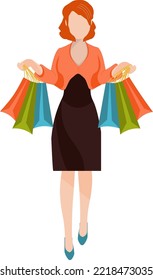 A beautiful woman comes back from shopping. Shopaholic