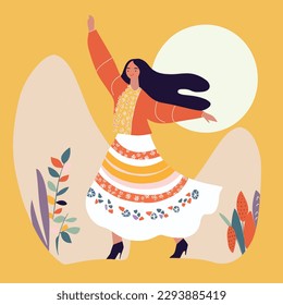 Beautiful woman dancing. Ethnic culture concept.
