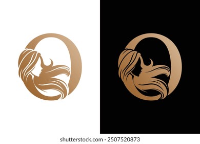 beautiful woman design with a combination of the letter o