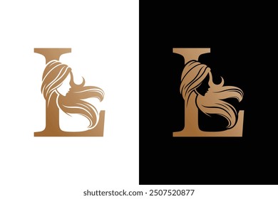 beautiful woman design with a combination of the letter l