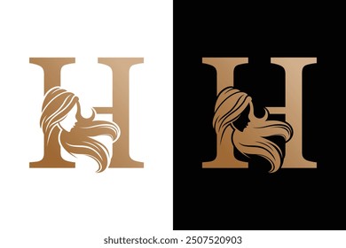 beautiful woman design with a combination of the letter h