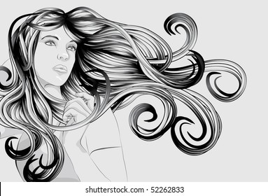Beautiful woman with detailed hair