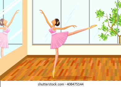 Beautiful woman doing ballet dance. Vector illustration