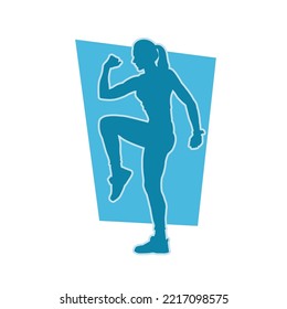 beautiful woman doing warm-up exercise vector silhouette