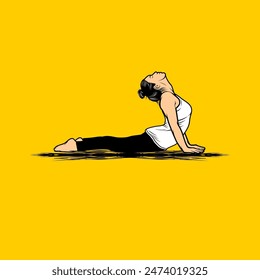 beautiful woman doing yoga cobra bhujangasana movement vector illustration