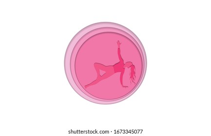 Beautiful woman doing yoga for poster or banner design in paper cut style. vector illustration.