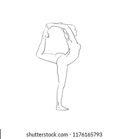 beautiful woman doing yoga sketch, black on white