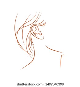 Beautiful woman ear style sketch vector illustration eps 9