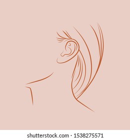 Beautiful woman ear style sketch. Vector illustration.