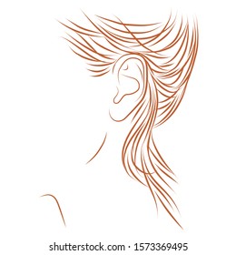 Beautiful woman ear style sketch. Vector illustration.