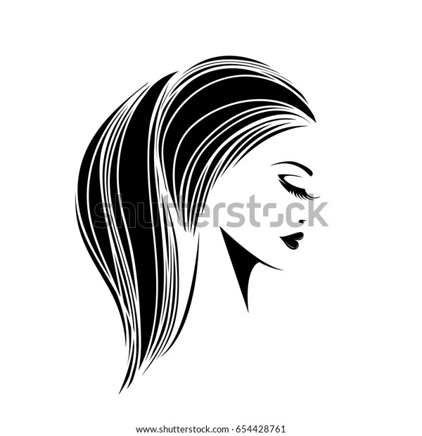 Beautiful Woman Elegant Ponytail Hairstyle Nice Stock Vector