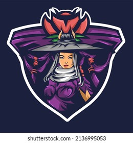 beautiful woman esport logo vector, female assassin character in a moba game