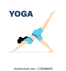 Beautiful woman exercising yoga. Trendy flat style for graphic design, web-site. Stock Vector illustration.