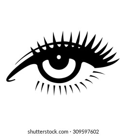 Beautiful Woman Eye. Vector Illustration. Ink Drawing.