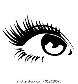 Beautiful Woman Eye. Vector Illustration. Ink Drawing.