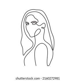 beautiful woman face and body continous drawing single line art