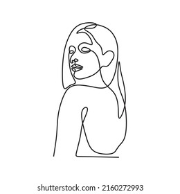 beautiful woman face and body continous drawing single line art