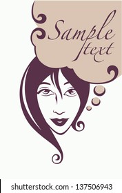 beautiful woman face and bubble, vector image for your text