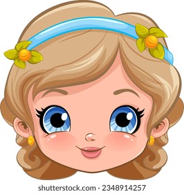 Beautiful woman face cartoon illustration