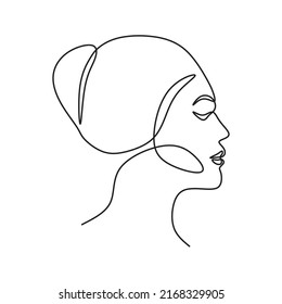 beautiful woman face continuous drawing single line art