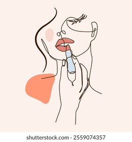 Beautiful Woman Face Continuous Line Drawing. Elegant Minimalist Female Portrait in Continuous One Line Style. Woman Face Graphic Sketch Artwork Vector Illustration. Not AI