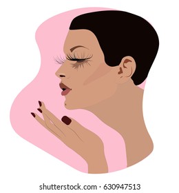 Beautiful woman face Fashion icon in vector