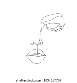 Vektor Stok Continuous Line Drawing Woman Face One (Tanpa Royalti