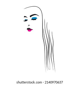 Beautiful woman face hand drawn vector illustration