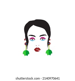 Beautiful woman face hand drawn vector illustration