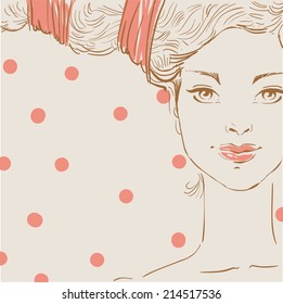 beautiful woman face hand drawn vector illustration eps 10
