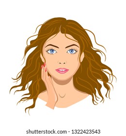 Beautiful Woman Face Hand Isolated Stock Vector (Royalty Free) 1322423543