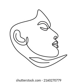 beautiful woman face illustration continous drawing single line art