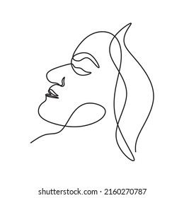 beautiful woman face illustration continous drawing single line art