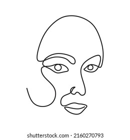 Beautiful Woman Face Illustration Continous Drawing Stock Vector ...