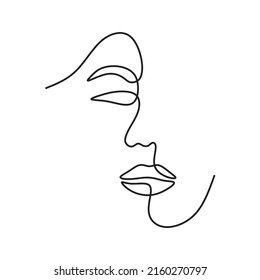 beautiful woman face illustration continous drawing single line art