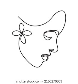 beautiful woman face illustration continous drawing single line art