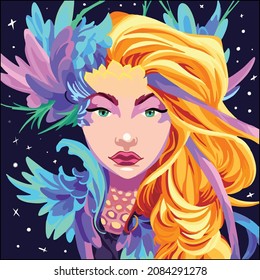 Beautiful woman face illustration vector art